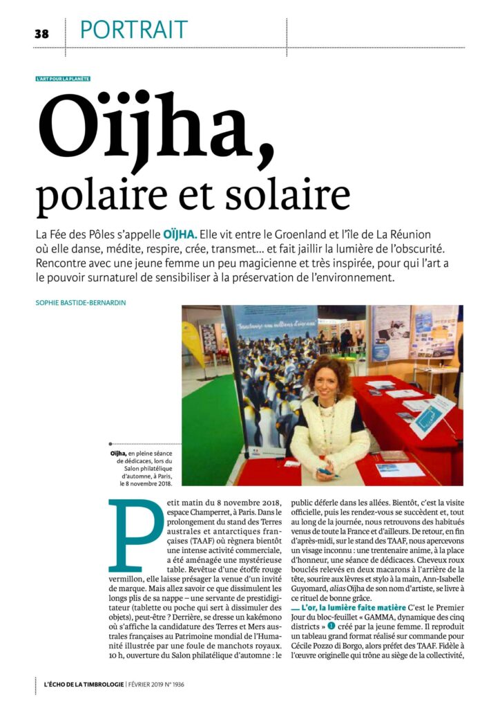 OÏjha polaire et solaire, Écho de la timbrologie n°19016, fev 2019.